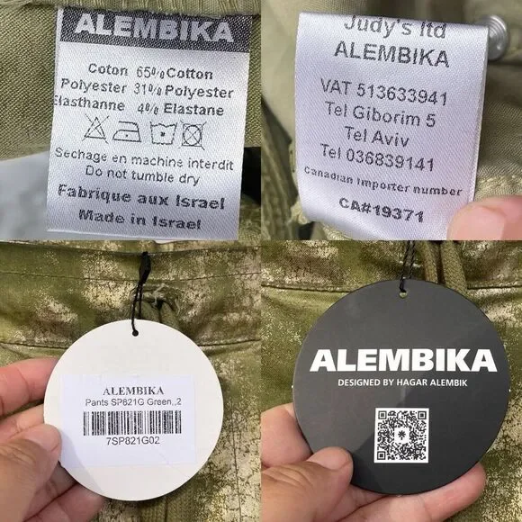 ALEMBIKA Green Gold Foil Cargo Pants | Size 2 | US 10 Designer Boho Luxe Punk - Picture 12 of 12